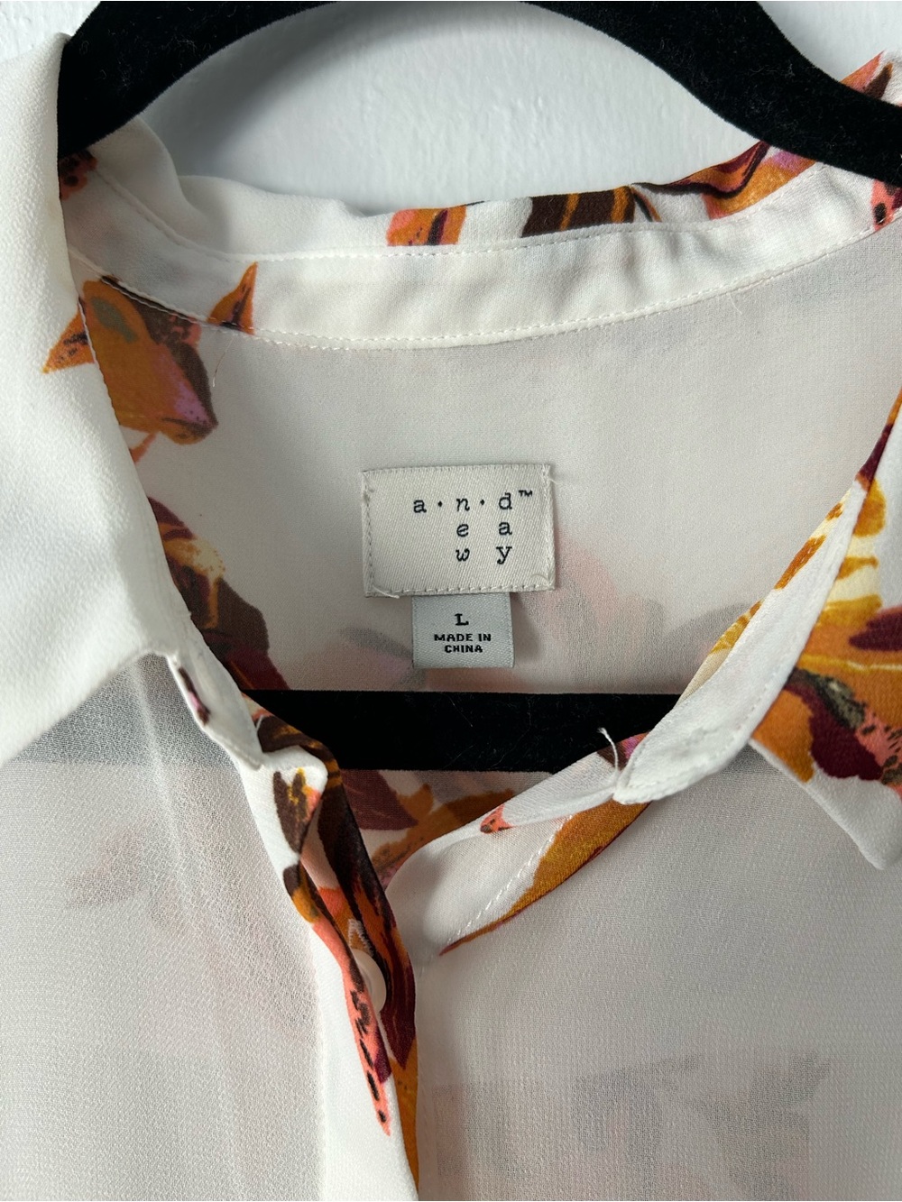a new day White Blouse with Mustard and Brown Floral Print